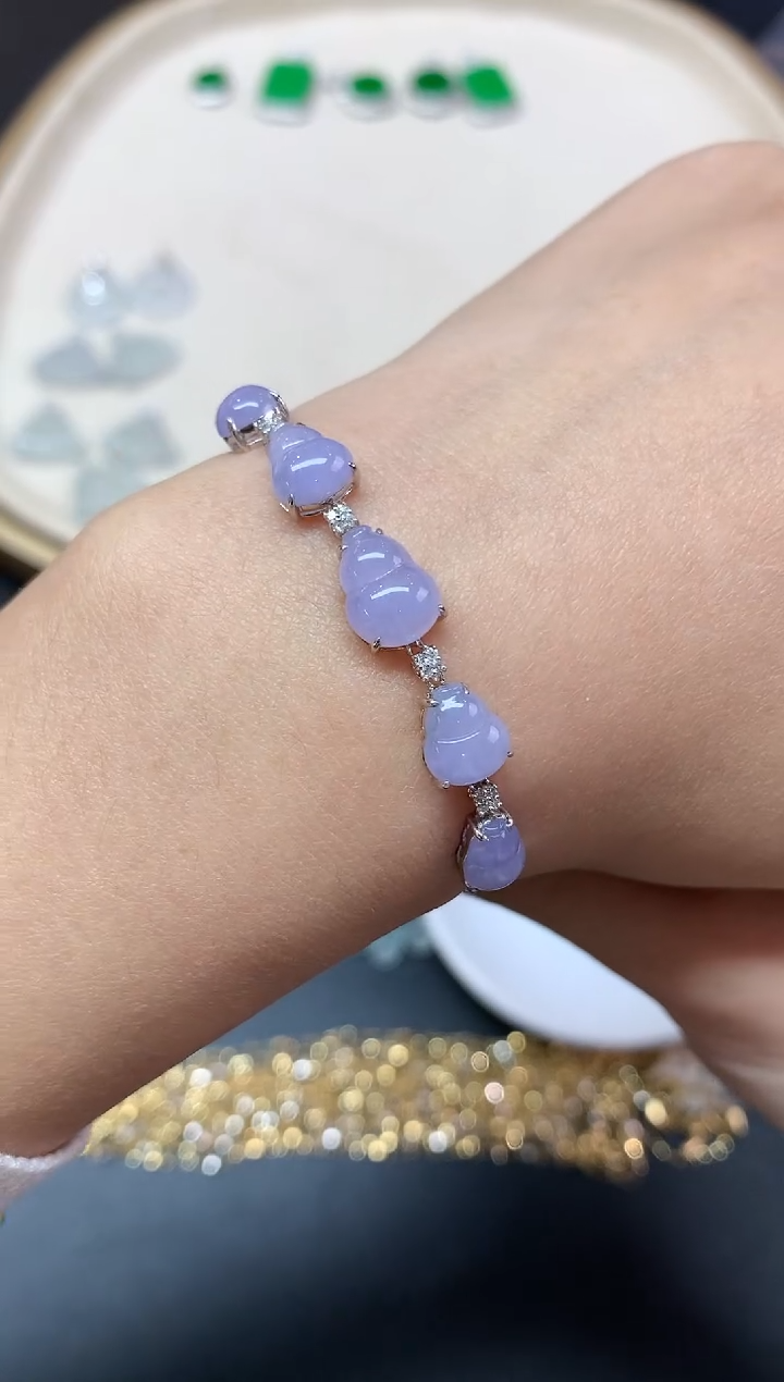 【闪购商品】翡翠手链18K金镶嵌手链A524|5980