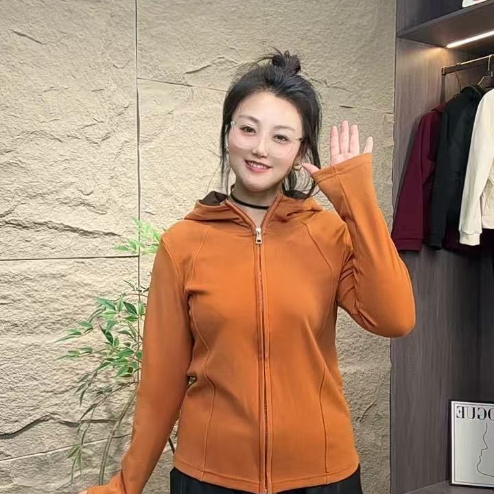 秋冬新款大码女装纯色连帽百搭拉链半高领开衫徳绒卫衣修身型户外