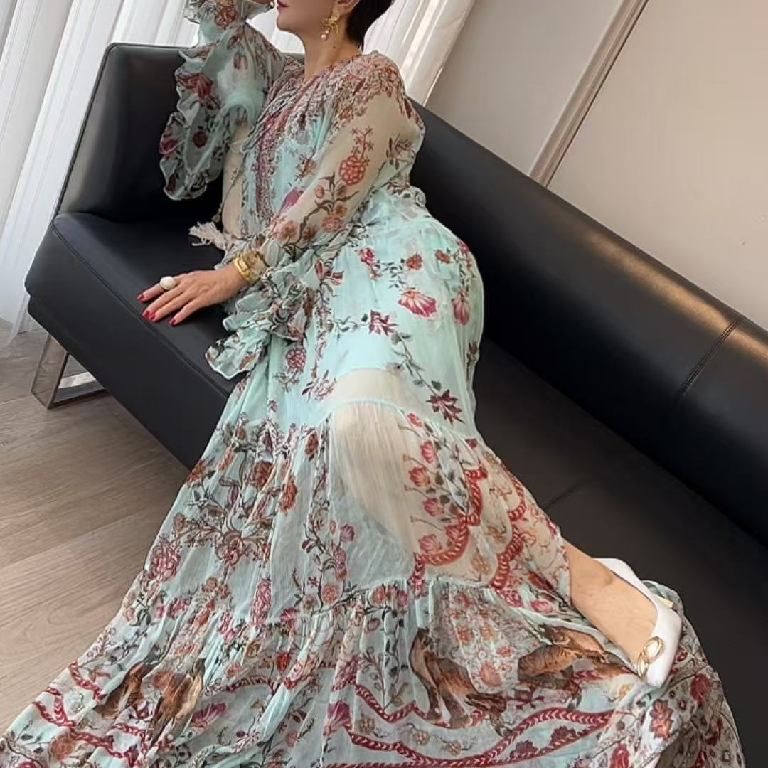 气质优雅时尚大气定位花烫钻连衣裙2375