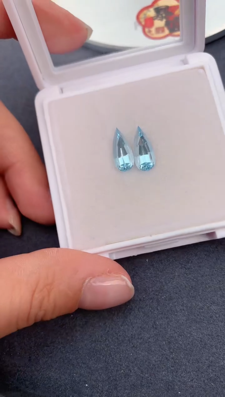 【闪购商品】海蓝宝石裸石未镶嵌3.6ct海蓝宝配对