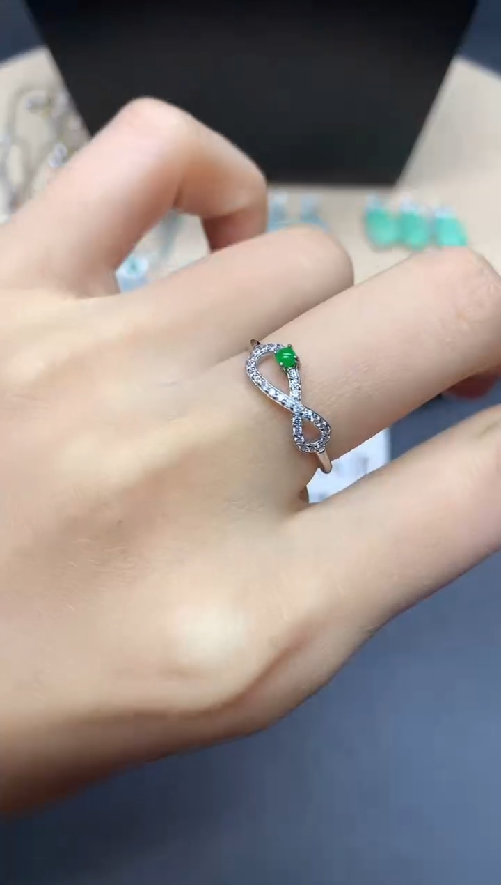 【闪购商品】翡翠戒指银S925镶嵌蛋面【多样性发其一】