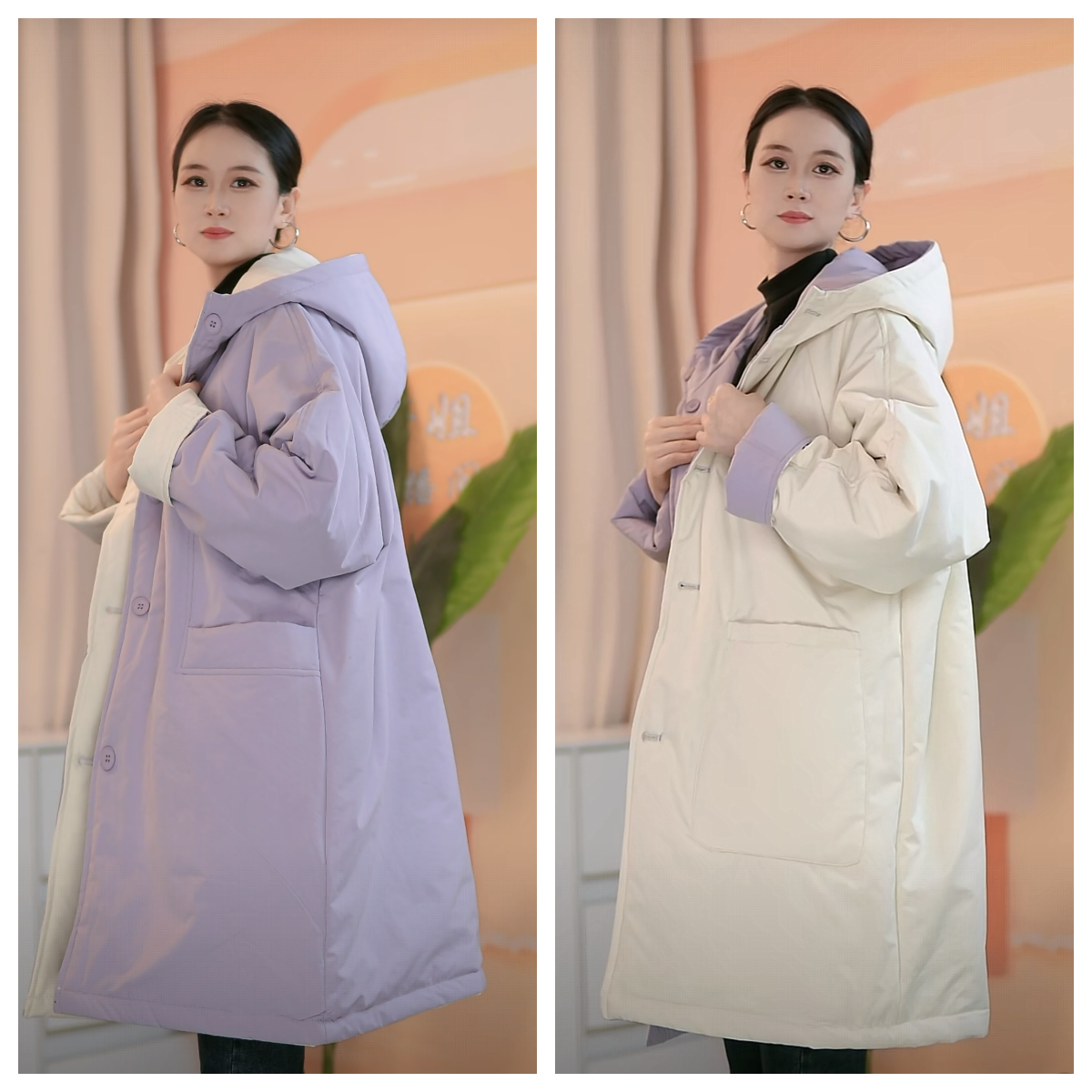 芳姐家2025冬季新款百搭休闲时尚连帽双面加厚棉衣外套一件过冬