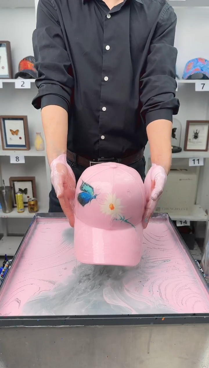 纯棉成人款蝶恋花水拓帽