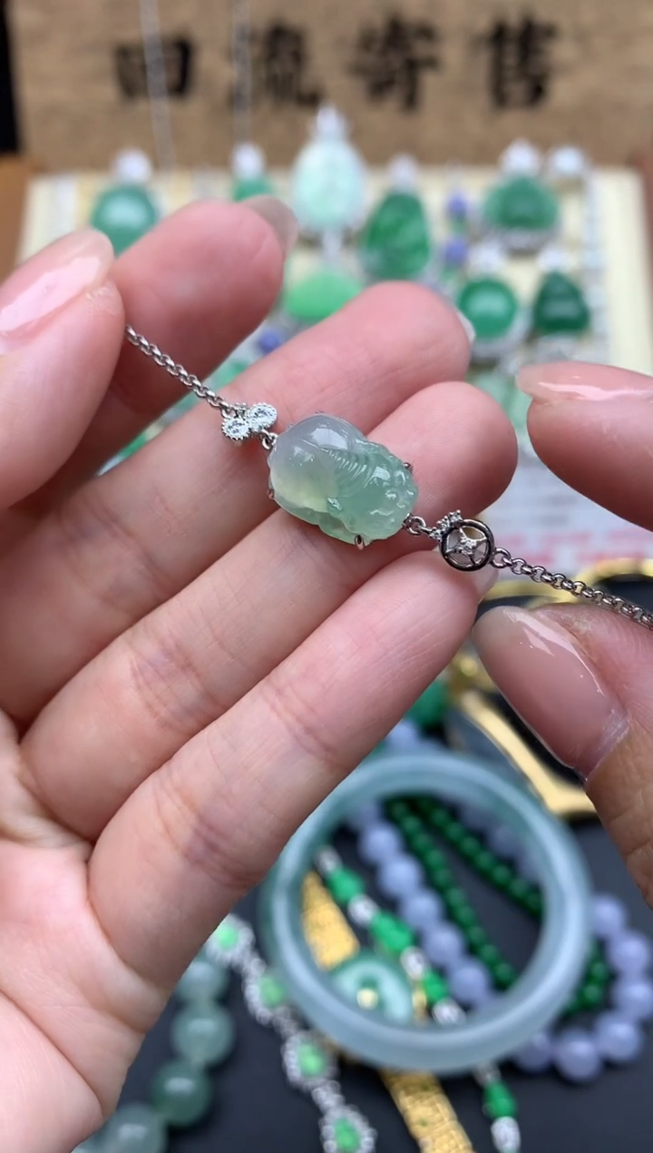 【闪购商品】翡翠手串18K金镶嵌283-中国好珍宝