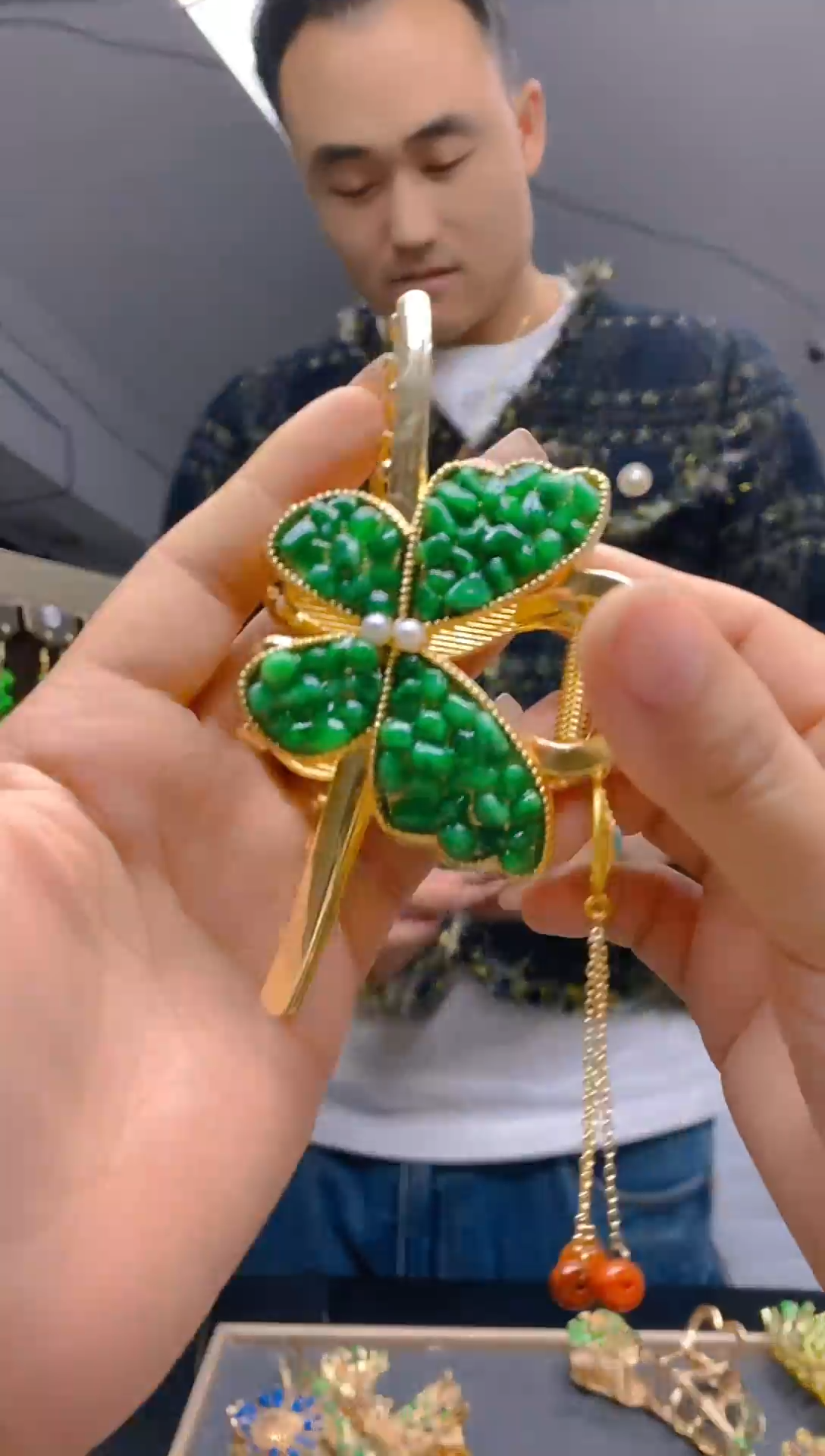 【闪购商品】翡翠耳饰合金241翡翠发簪