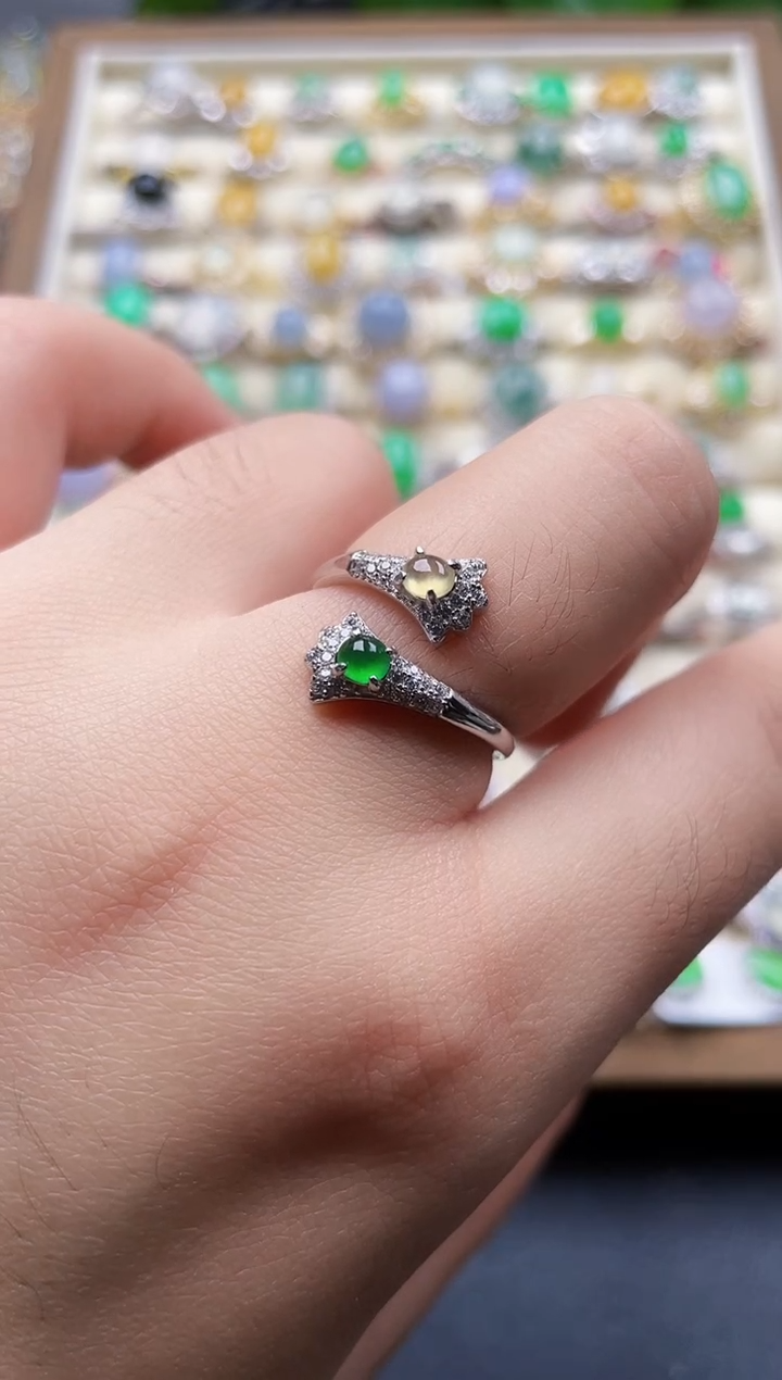 银S925镶嵌戒指翡翠1