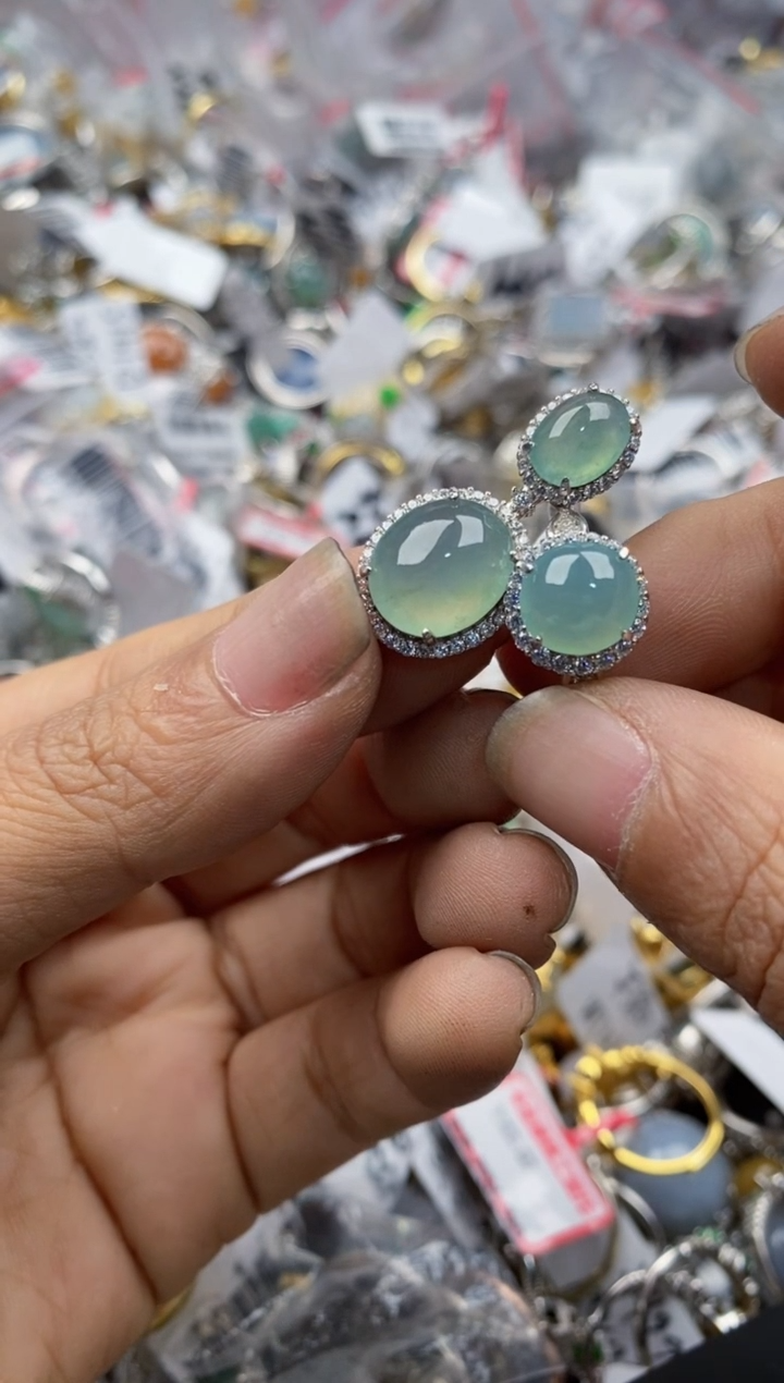 银S925镶嵌戒指翡翠1010---10