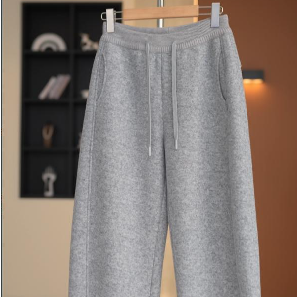 【璐璐】【可机洗羊毛裤】时尚加绒羊毛弯刀阔腿裤-K20056