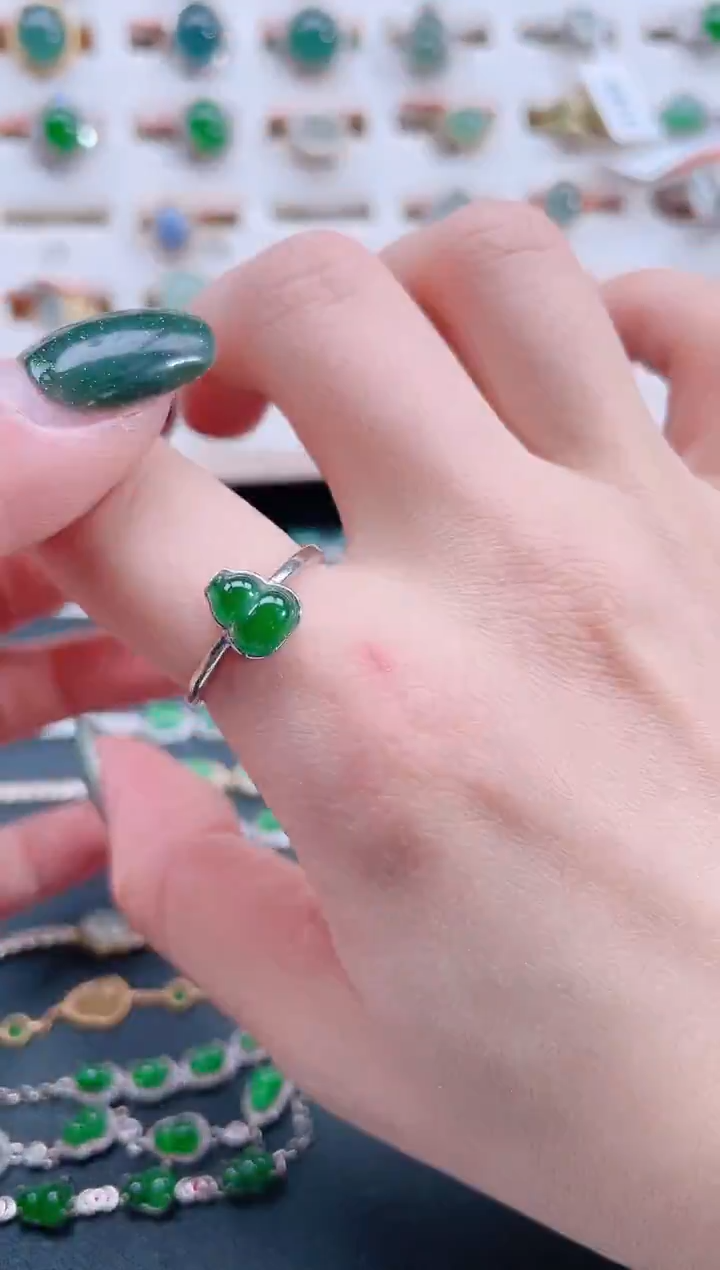 银S925镶嵌戒指翡翠天然翡翠