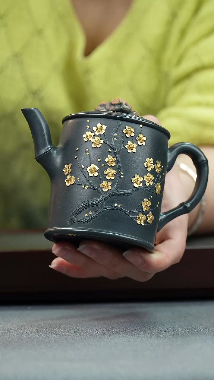 【闪购商品】紫砂茶壶九林君子兰 竹节 点金