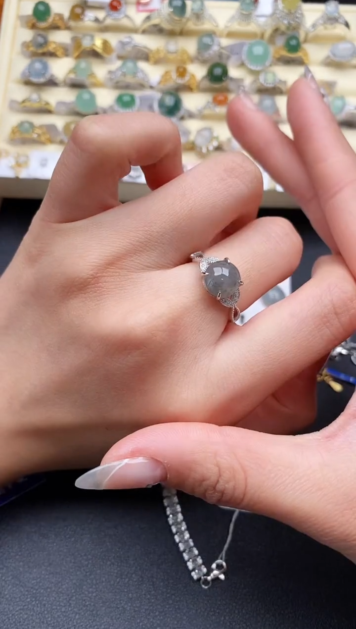 【闪购商品】翡翠戒指银S925镶嵌11111111+6