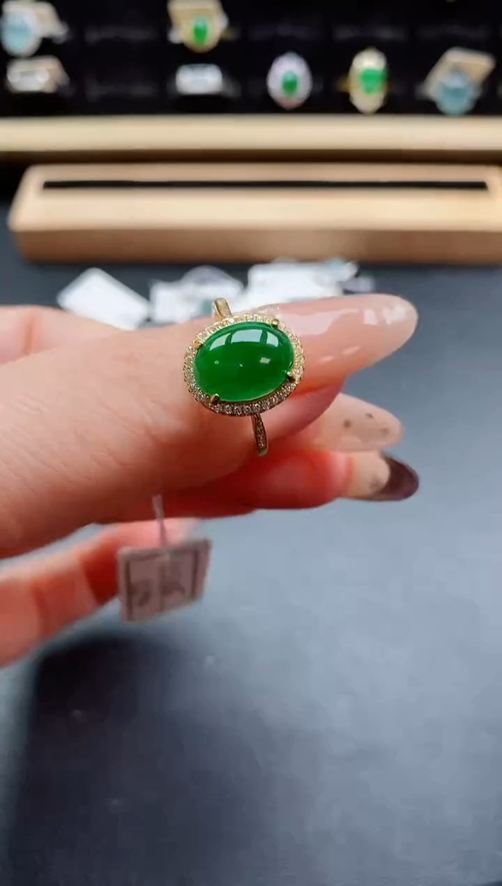 银S925镶嵌戒指翡翠1