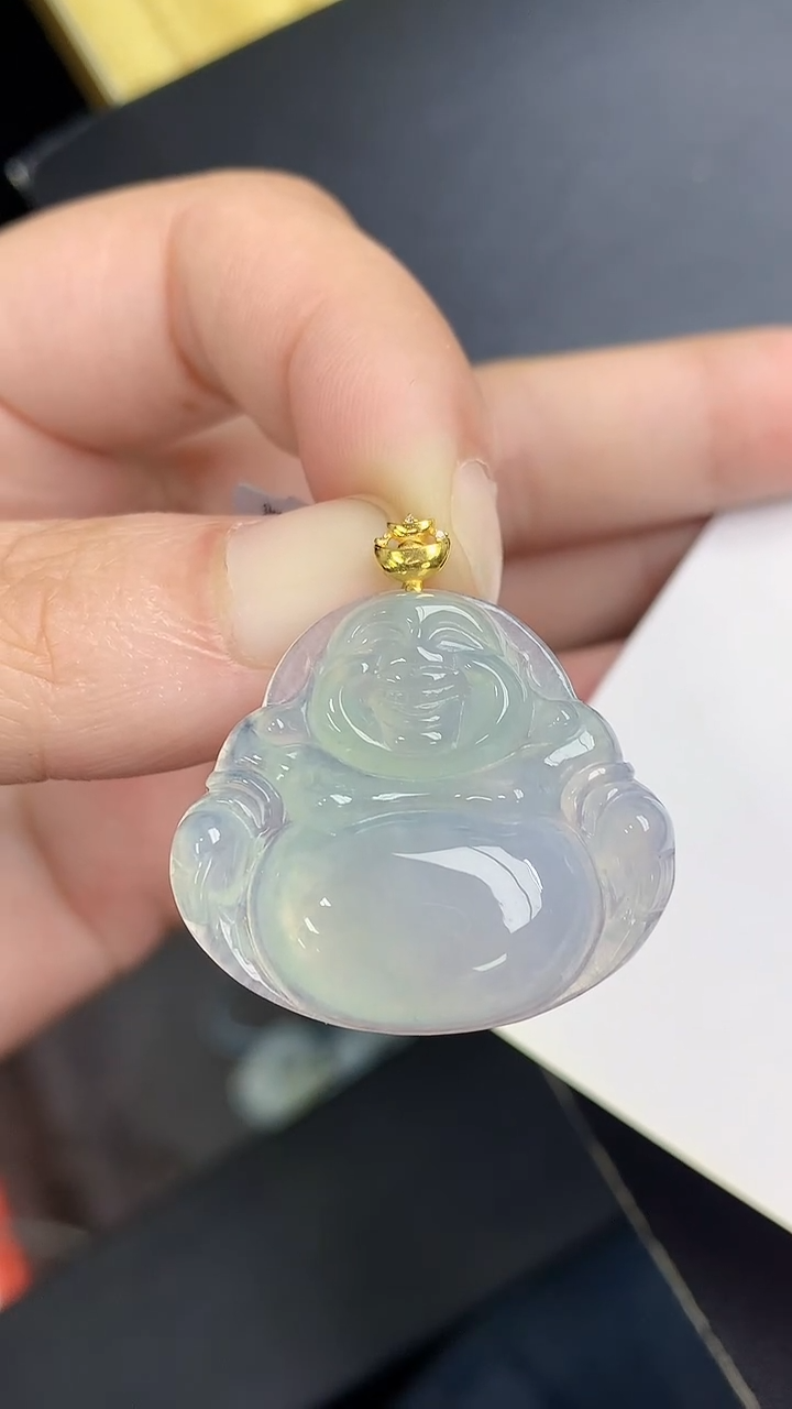 颈饰18K金镶嵌翡翠天然缅甸A货百元以上9元证书费自理