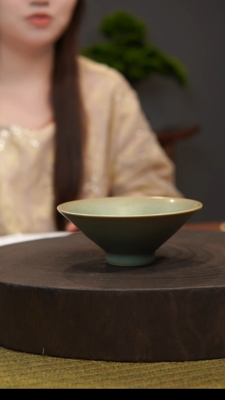 杯沐*風斗笠杯  汝州原产地  原矿老釉  带底款