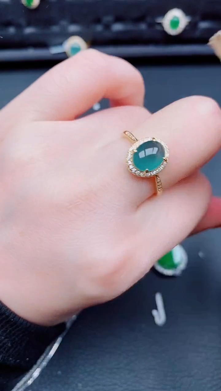 【闪购商品】翡翠戒指银S925镶嵌天然a货翡翠669