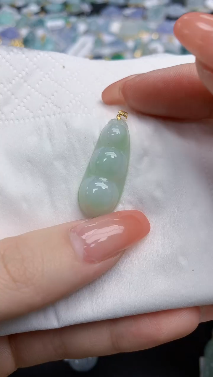 【闪购商品】翡翠颈饰18K金镶嵌天然缅甸翡翠A货