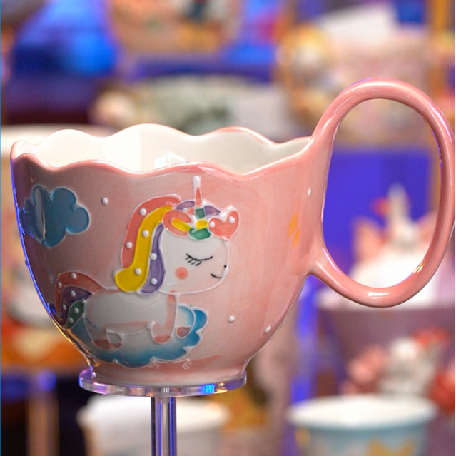  早餐杯 可爱卡通独角兽图案