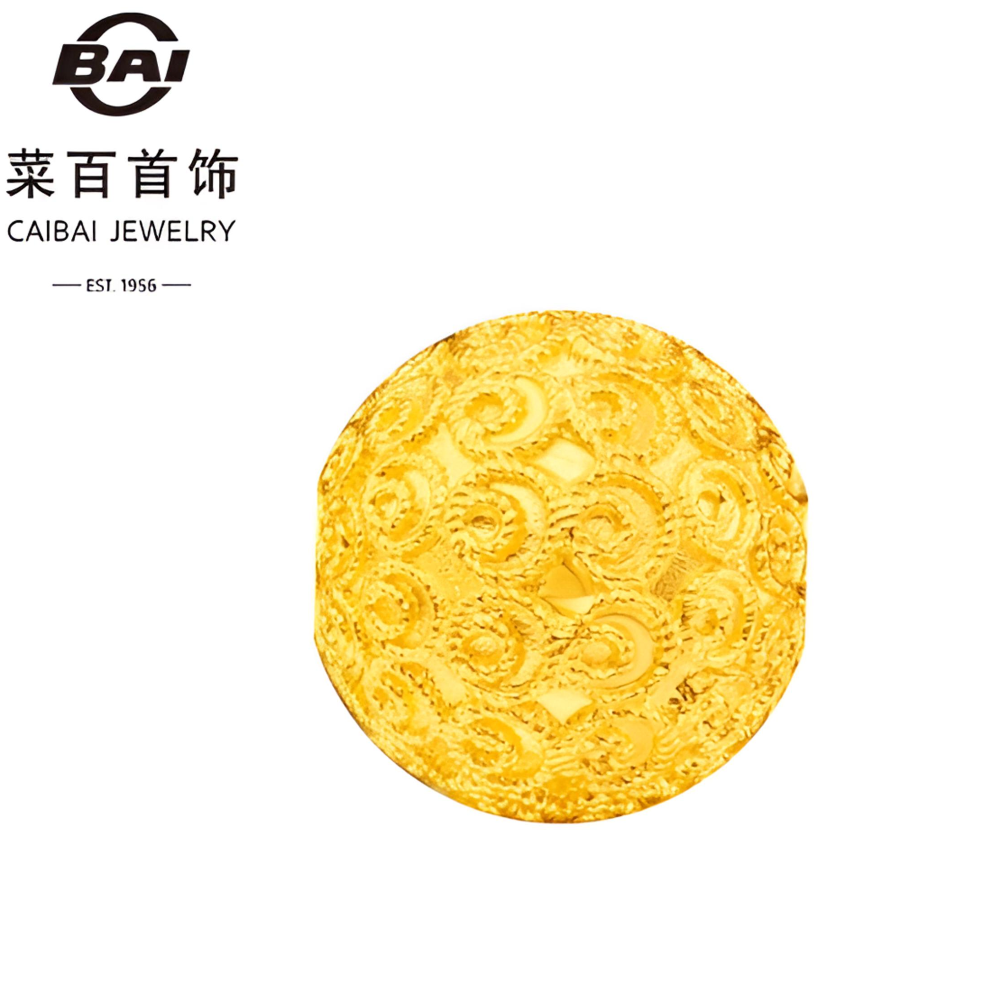 菜百传世系列黄金转运珠时尚经典古法圆纹足金串珠