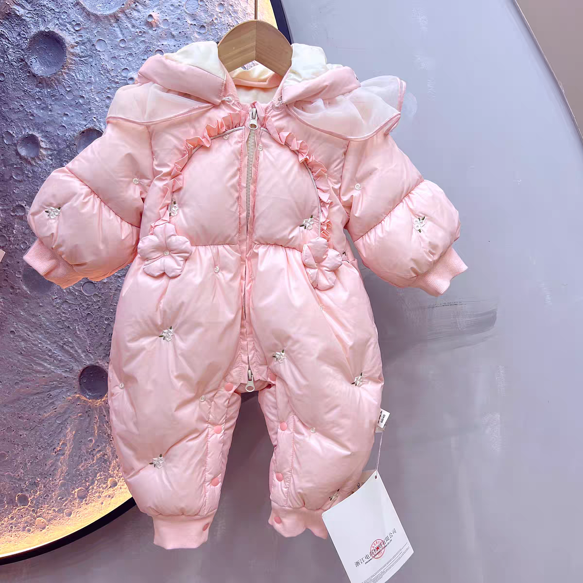 花朵少女厚棉连体婴儿加绒加厚女宝宝冬装衣服冬季保暖外出服棉服