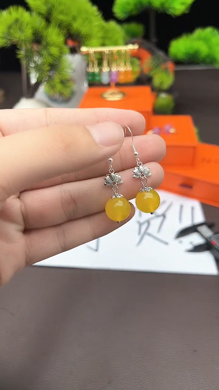 【闪购商品】玛瑙/玉髓耳钉银S925镶嵌315000