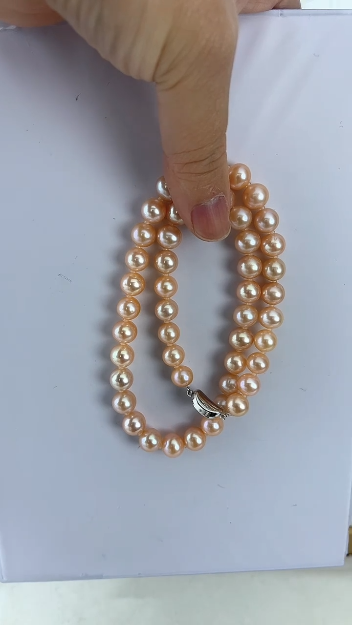 【闪购商品】淡水珍珠颈饰未镶嵌天然极光珍珠香槟金项链约9