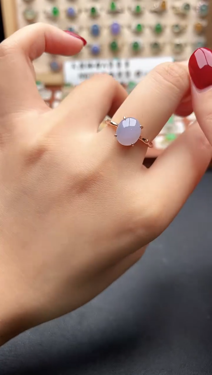 银S925镶嵌戒指翡翠一物一证一礼盒