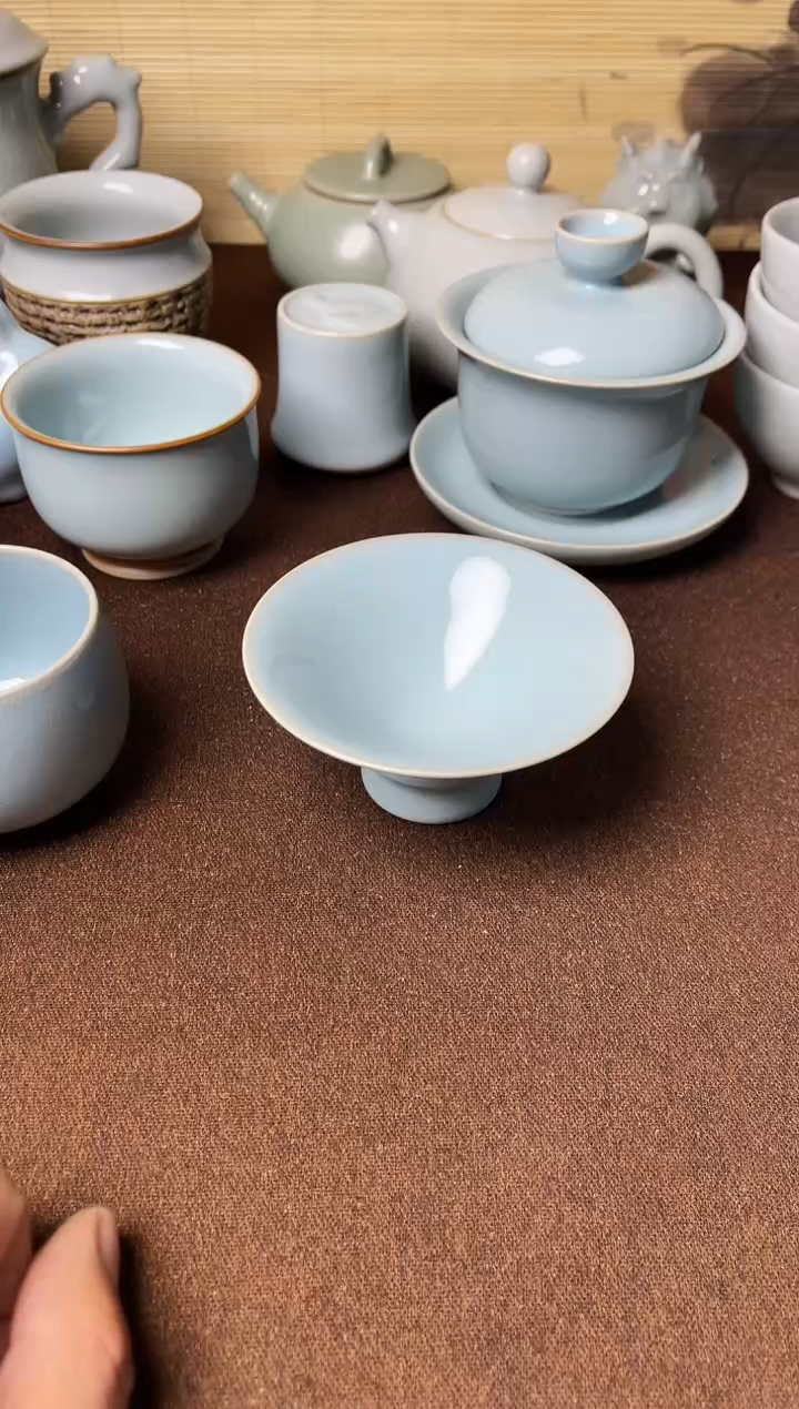 特价全品-天青釉纯手工斗笠杯