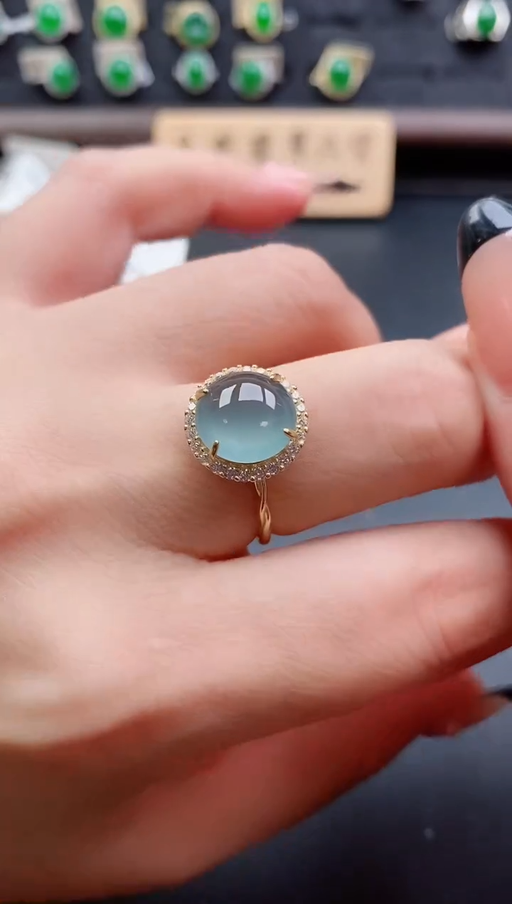 银S925镶嵌戒指翡翠1