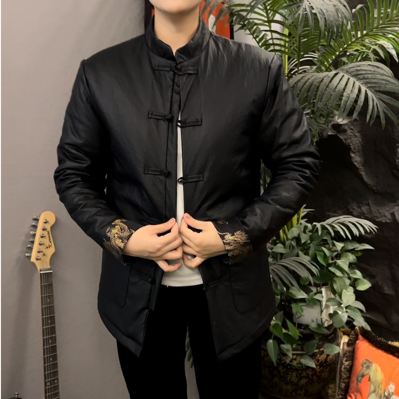 2665男士新款休闲时尚百搭唐装加棉外套