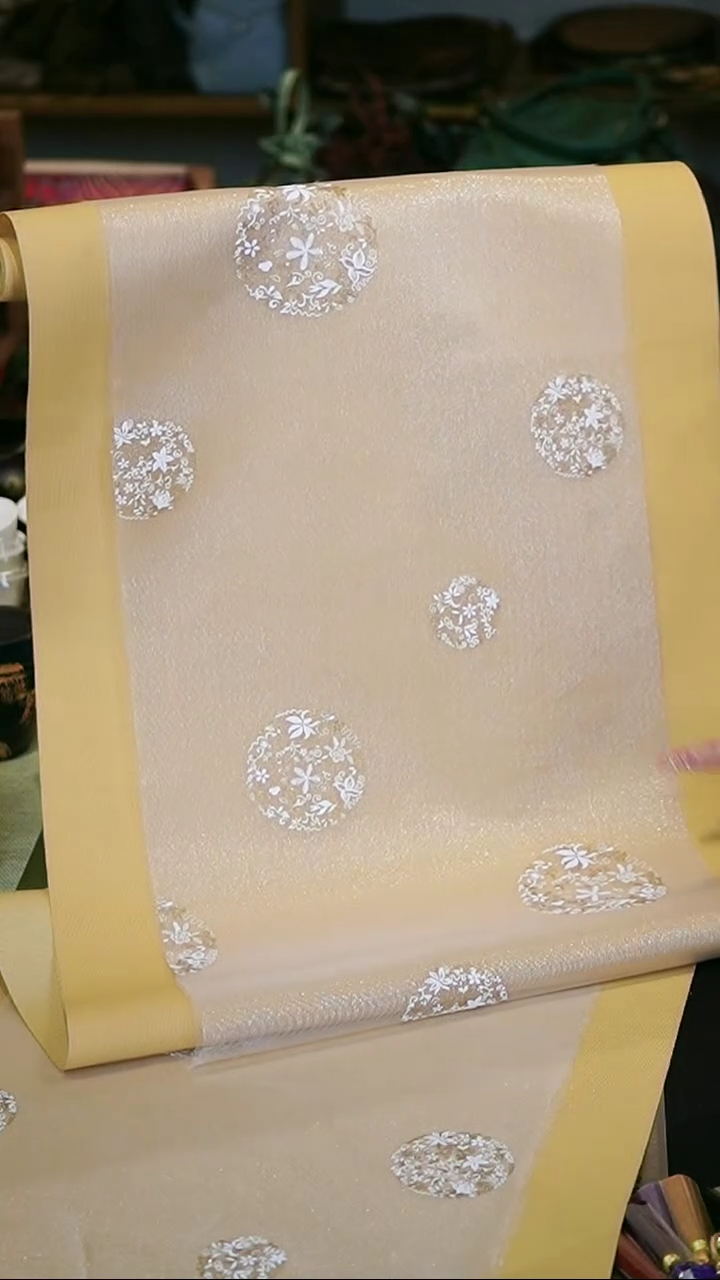 【闪购商品】茶席烫金纱团花白纱+浅褐色底席 三米