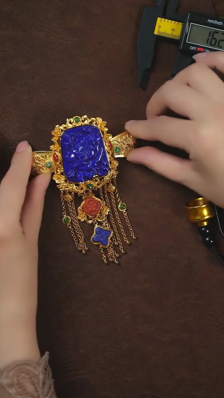 青金石未镶嵌发夹闪购 牡丹花