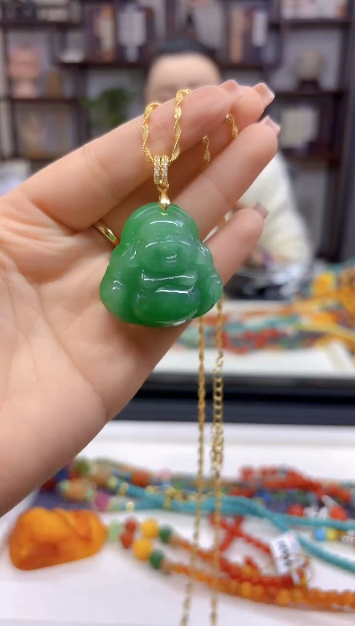 【闪购商品】翡翠吊坠(赠链)银S925镀金镶嵌D215