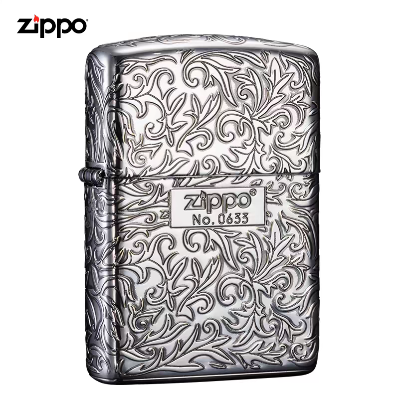 Zippo打火机正品盔甲镀银五面唐草花中标限量防风送男友礼物DYJ1