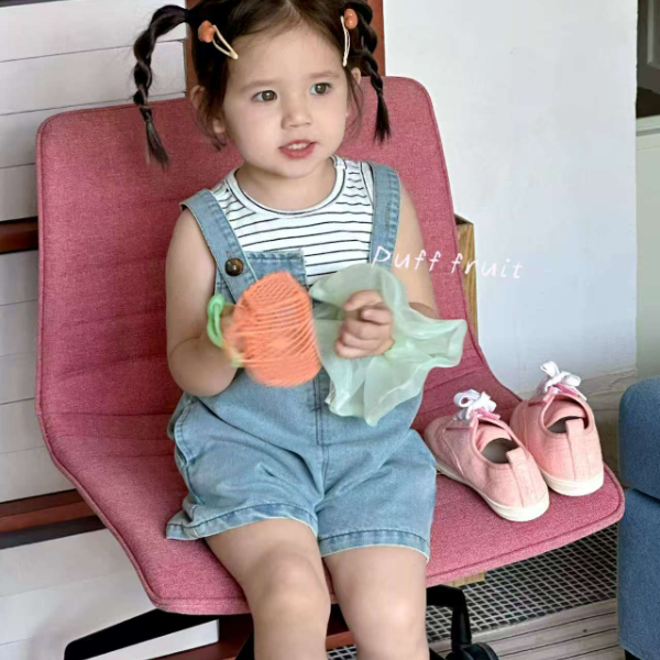 PUFF-8240-儿童夏季新款时尚洋气百搭休闲条纹上衣