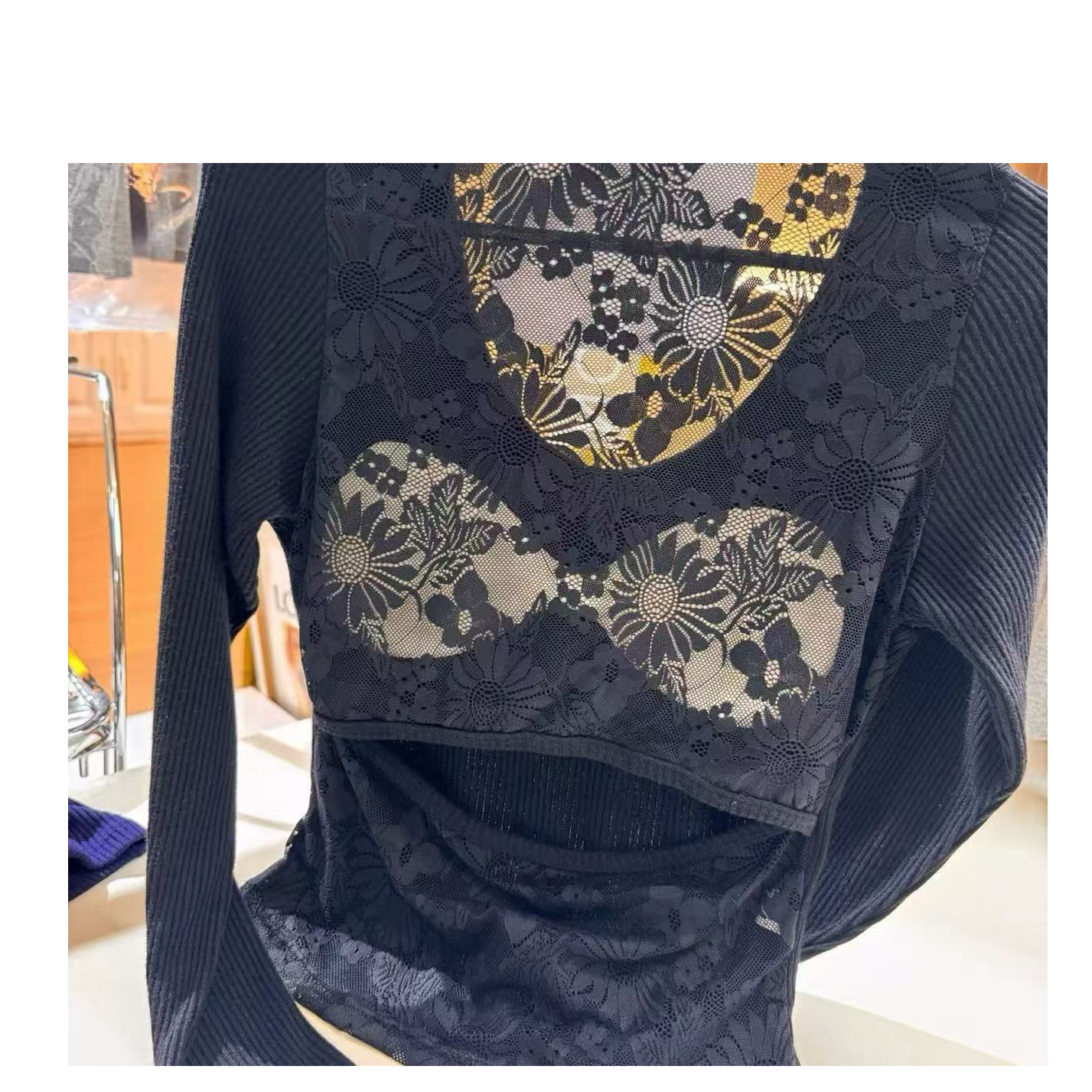  后背蕾丝美背内衣 A 黑色 3061