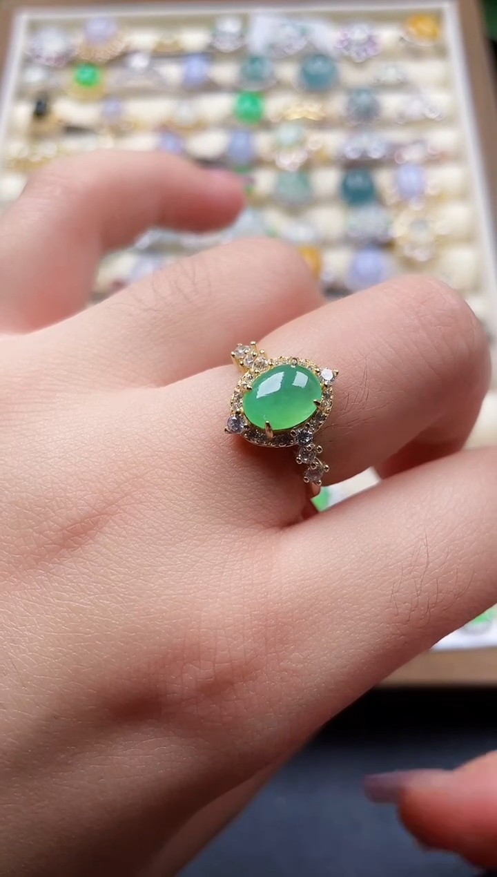 银S925镶嵌戒指翡翠126