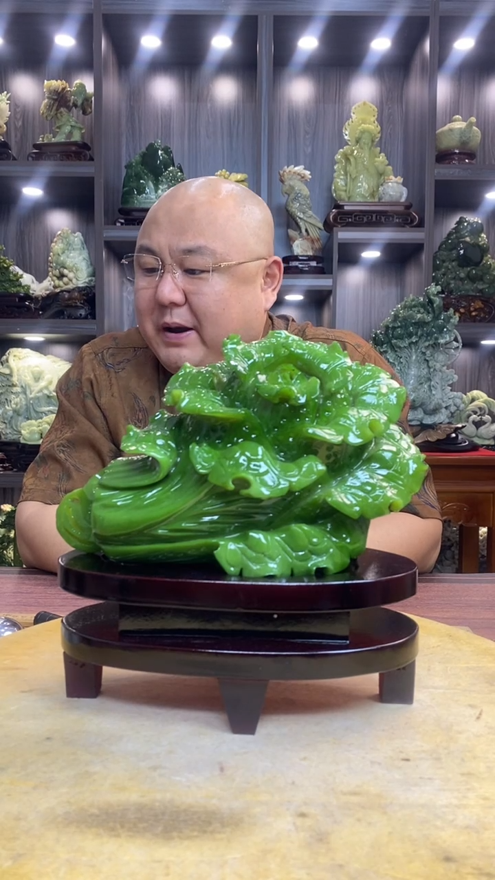 玉福**菜 玉岫岩料手工雕刻摆件居家装饰送礼一物一图