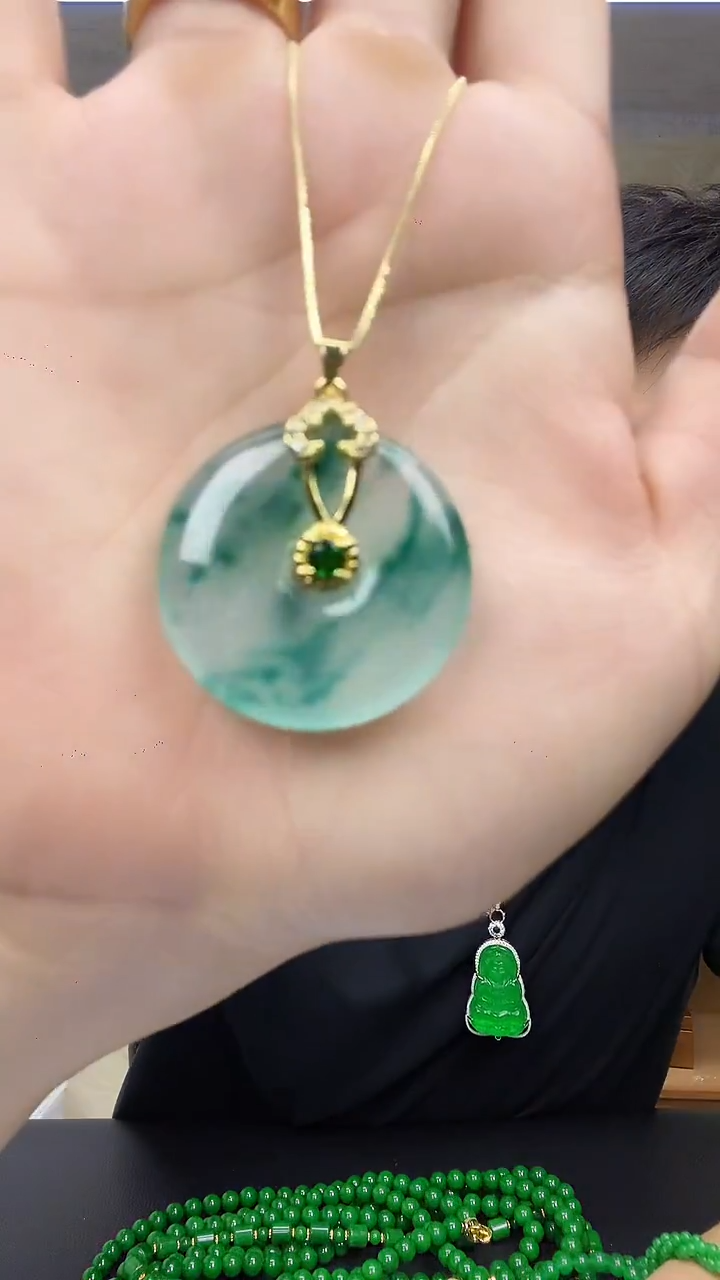 吊坠(赠链)14K金镶嵌翡翠D27