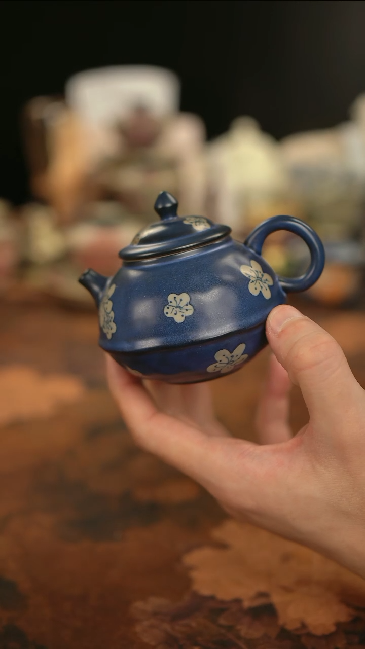 摩吉陶陶闪拍链接 蓝色丝绸手持壶