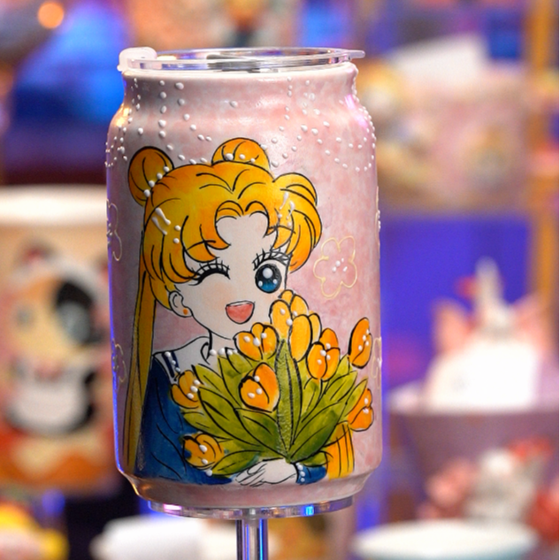 釉下彩陶瓷文创美少女罐罐杯