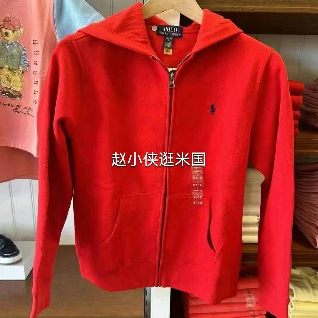 红色拉夫劳伦加绒卫衣16-18岁（女士穿好好看）