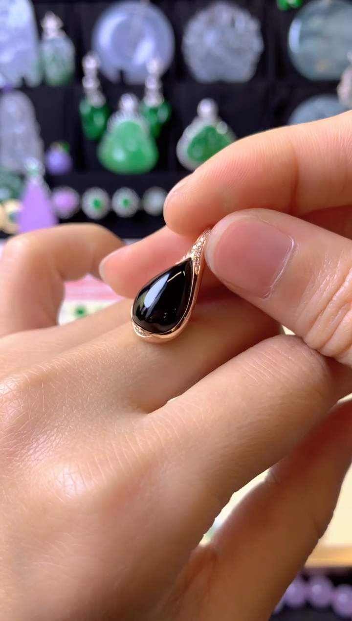 【闪购商品】翡翠颈饰18K金镶嵌成品吊坠