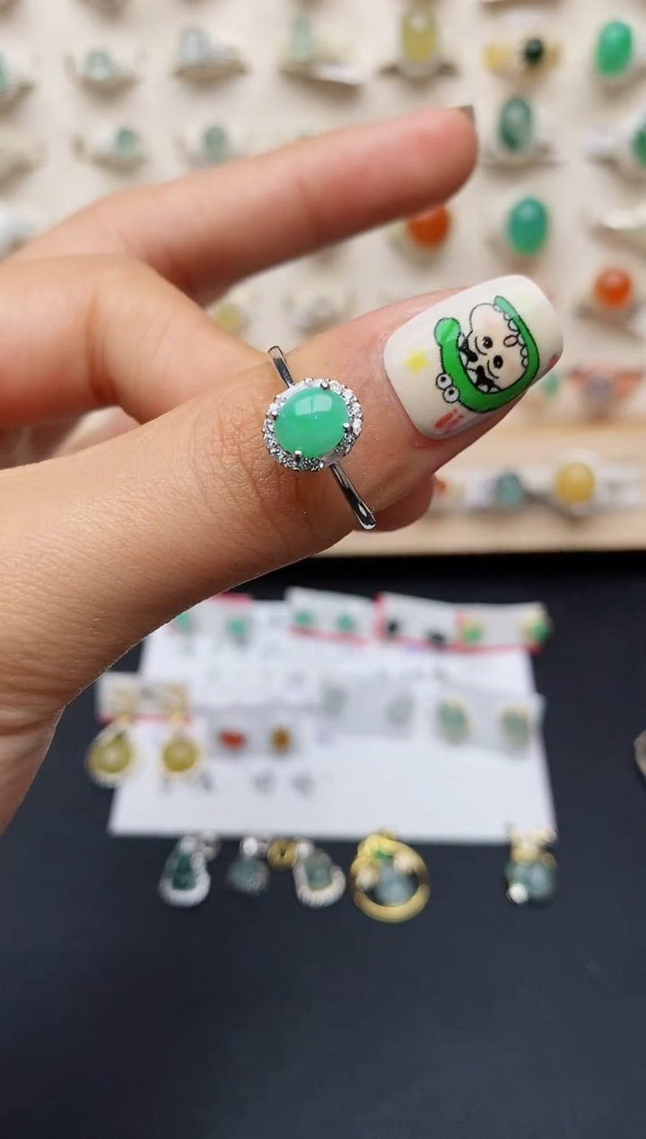 【闪购商品】翡翠戒指银S925镶嵌缅甸翡翠