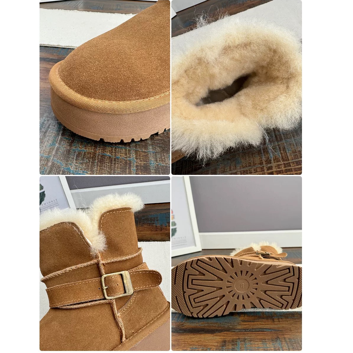 皮毛一体厚底中筒新款冬季两穿加绒加厚雪地靴832-8