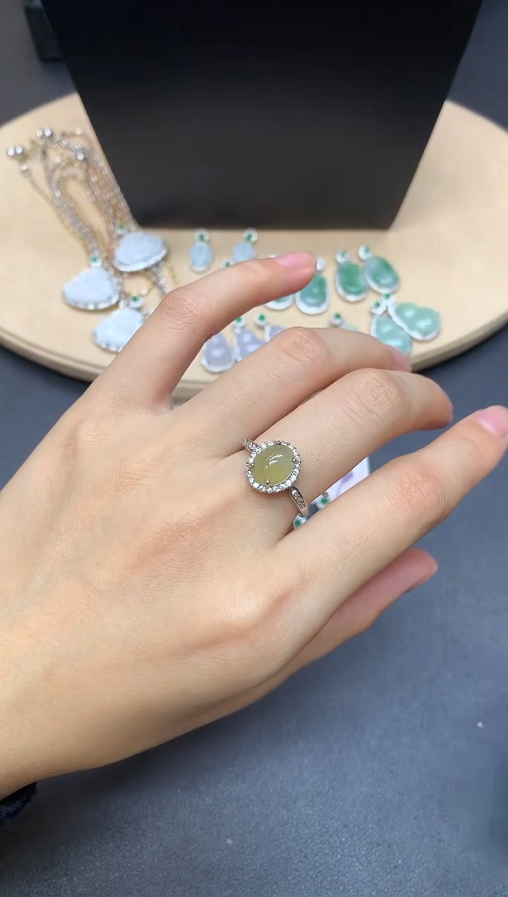 【闪购商品】翡翠戒指银S925镶嵌蛋面【无服务费】