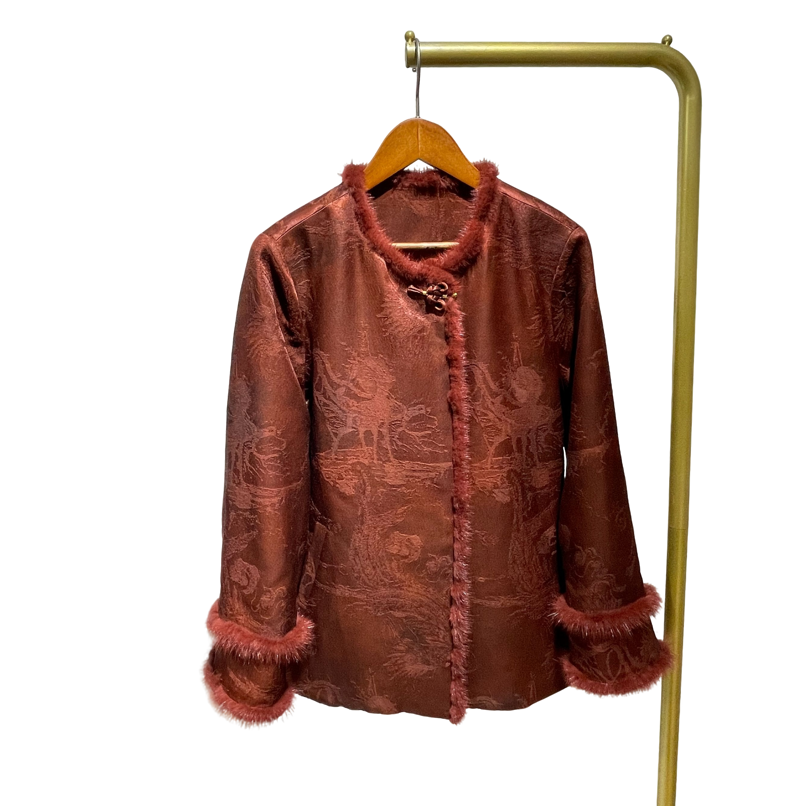 【提花丝毛.蚕丝棉袄】桑蚕丝羊毛新中式国风上衣外套棉袄24Q142