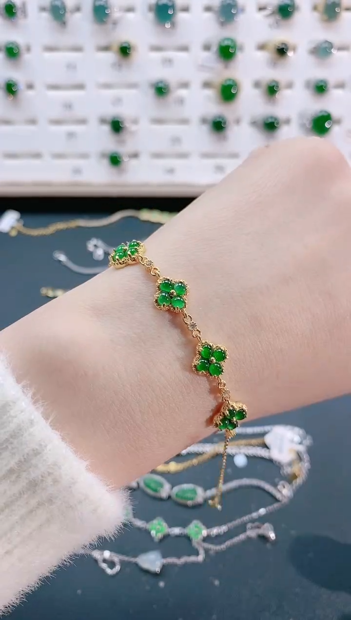 【闪购商品】翡翠手链银S925镶嵌天然翡翠