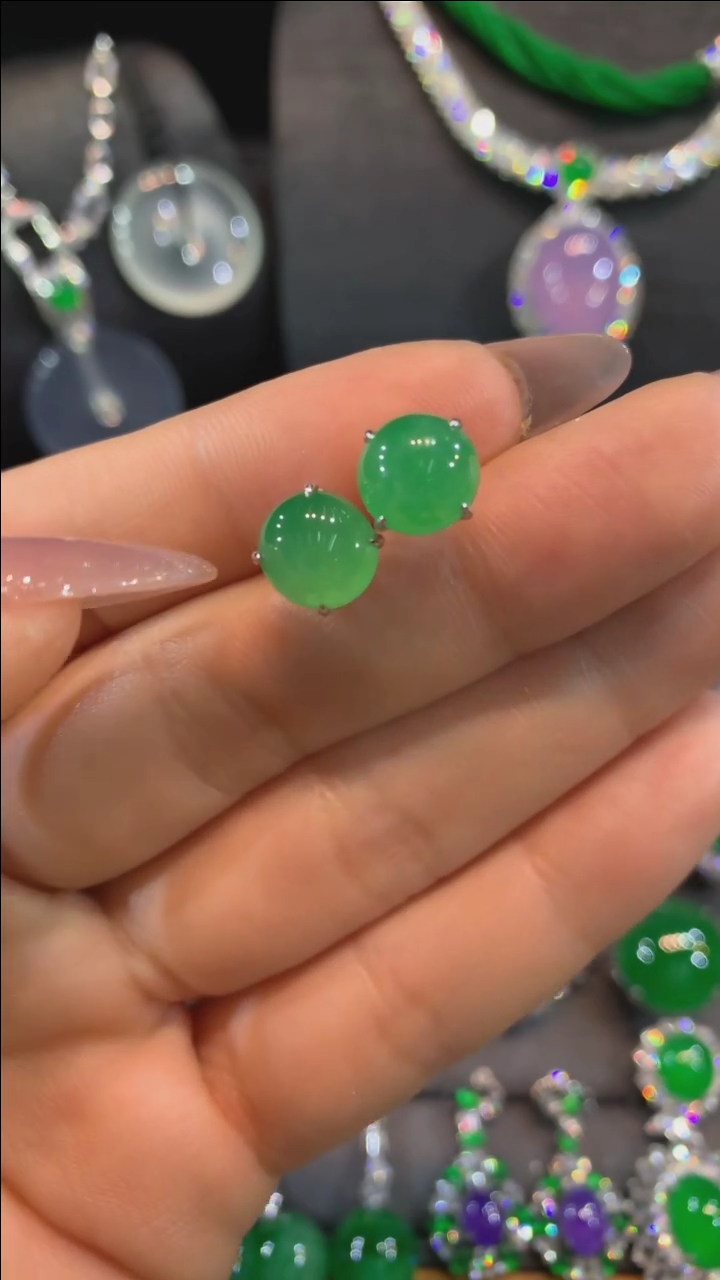 【闪购商品】翡翠耳饰18K金镶嵌耳饰