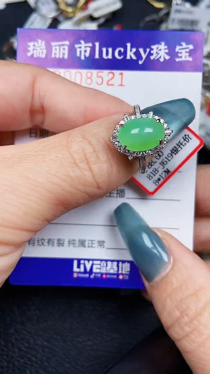 颈饰银S925镶嵌翡翠8521