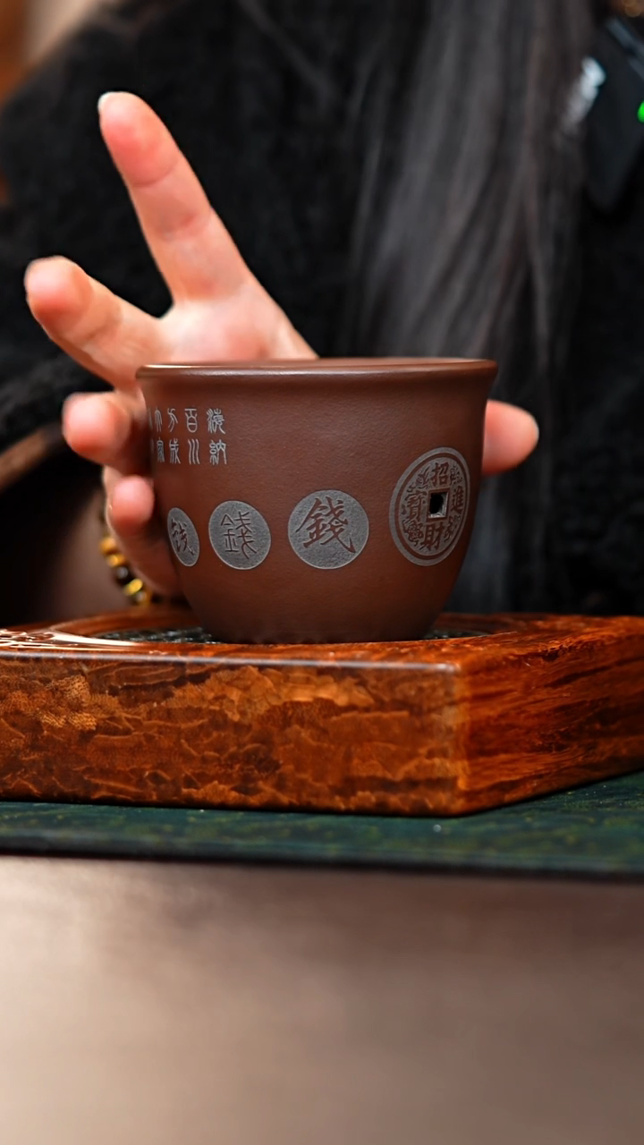 茶杯紫砂紫泥双层杯